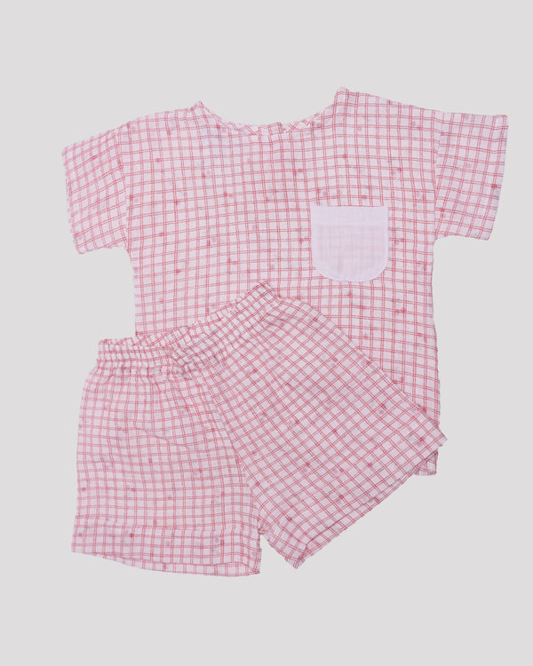 Compleu muselina cu buzunar pe piept